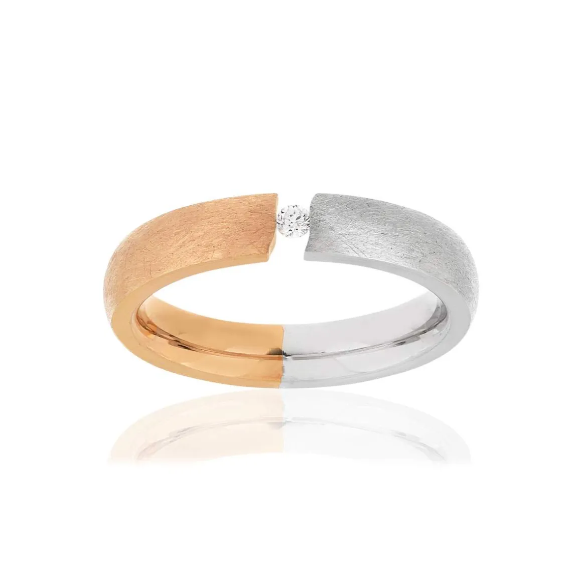 Alliance acier 2 tons rose zirconia blanc 4 mm