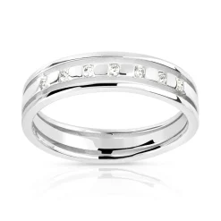 Alliance argent 925 ajourée diamants 4,3 mm