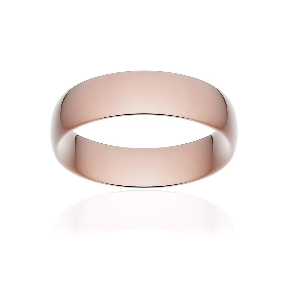 Alliance classique demi jonc confort or 750 rose poli 6 mm