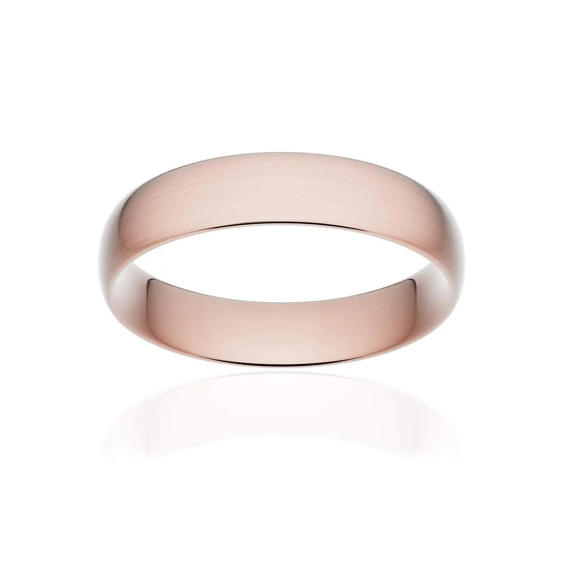 Alliance classique demi jonc confort or 750 rose brossé 5 mm