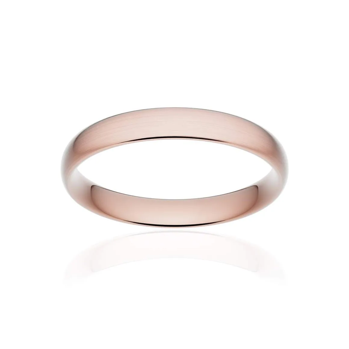 Alliance classique demi jonc confort or 750 rose brossé 3,5 mm