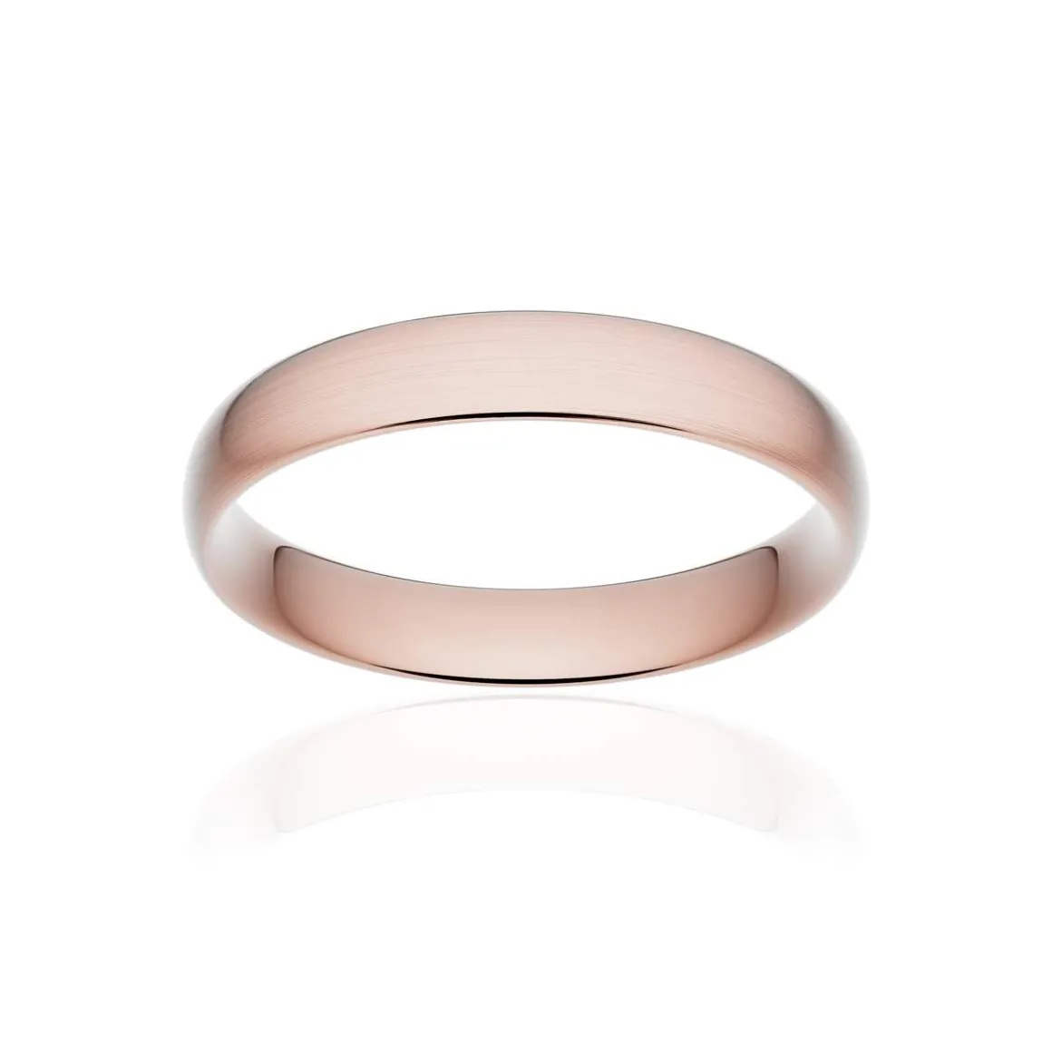 Alliance classique demi jonc confort or 750 rose brossé 4 mm