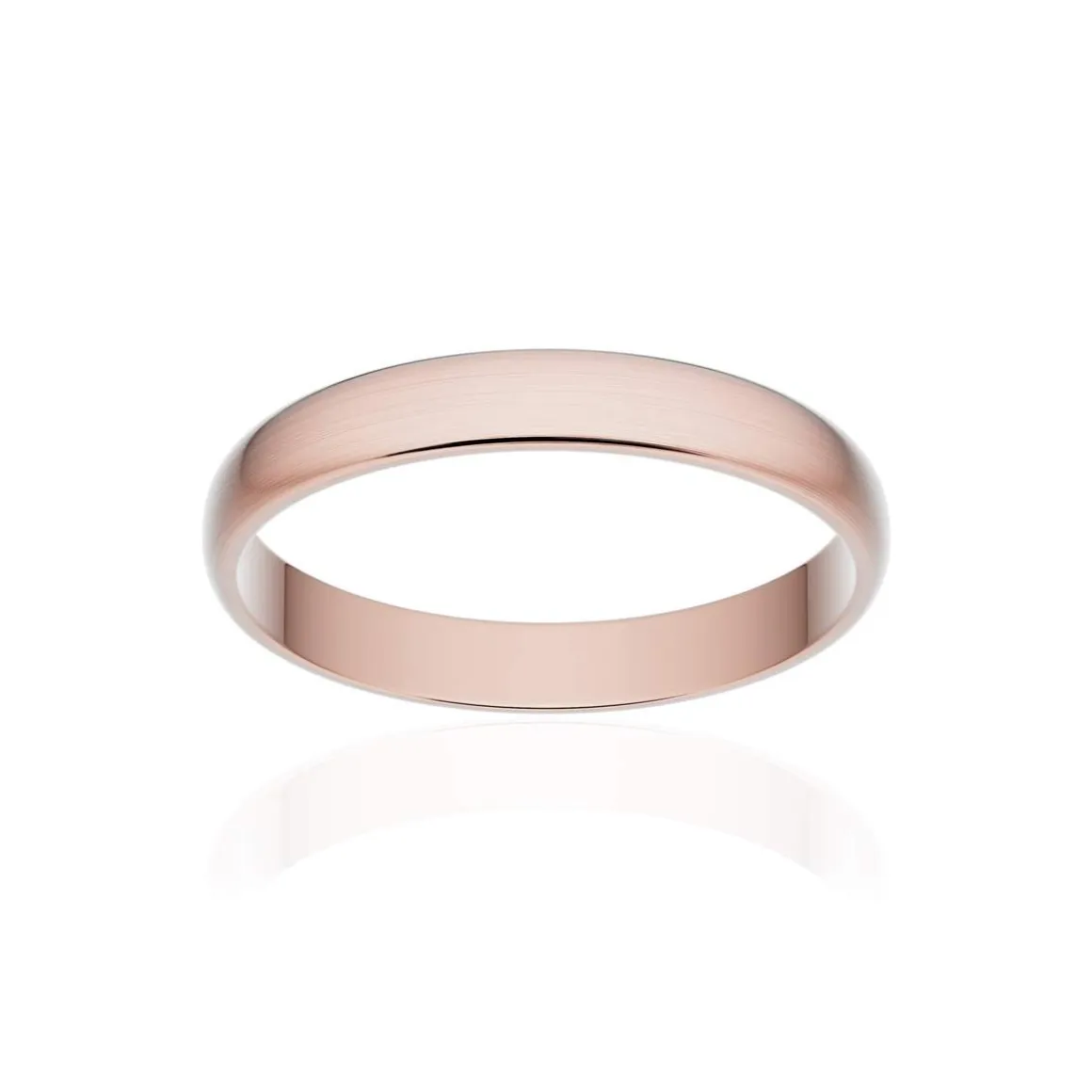 Alliance classique demi jonc or 750 rose brossé 3 mm