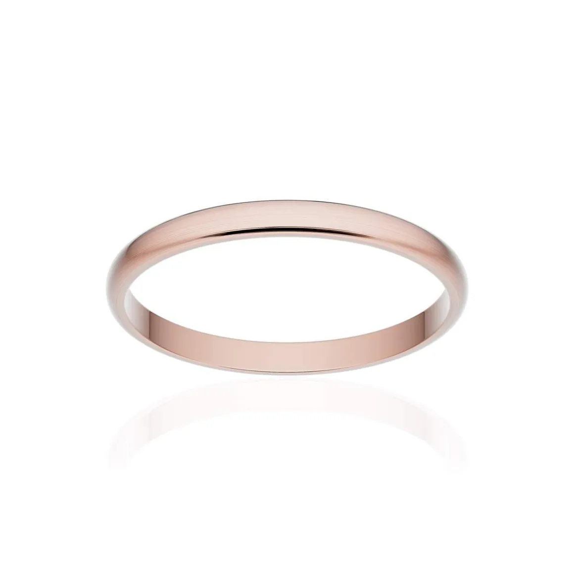 Alliance classique demi jonc or 750 rose brossé 2 mm