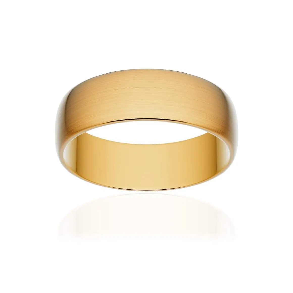 Alliance classique demi jonc or 750 jaune brossé 6 mm