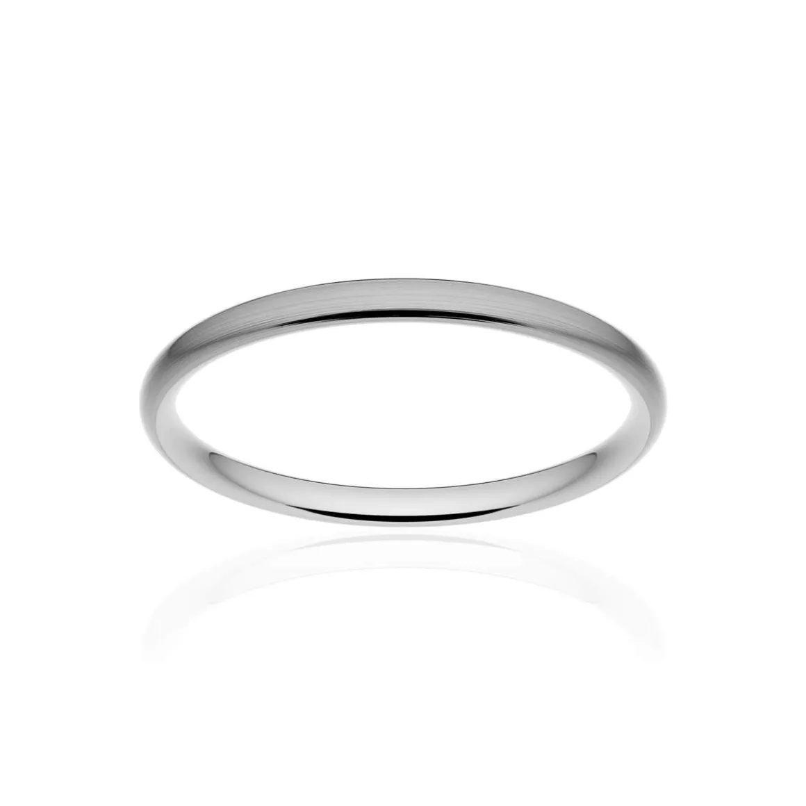 Alliance classique demi jonc confort or 750 blanc brossé 2 mm