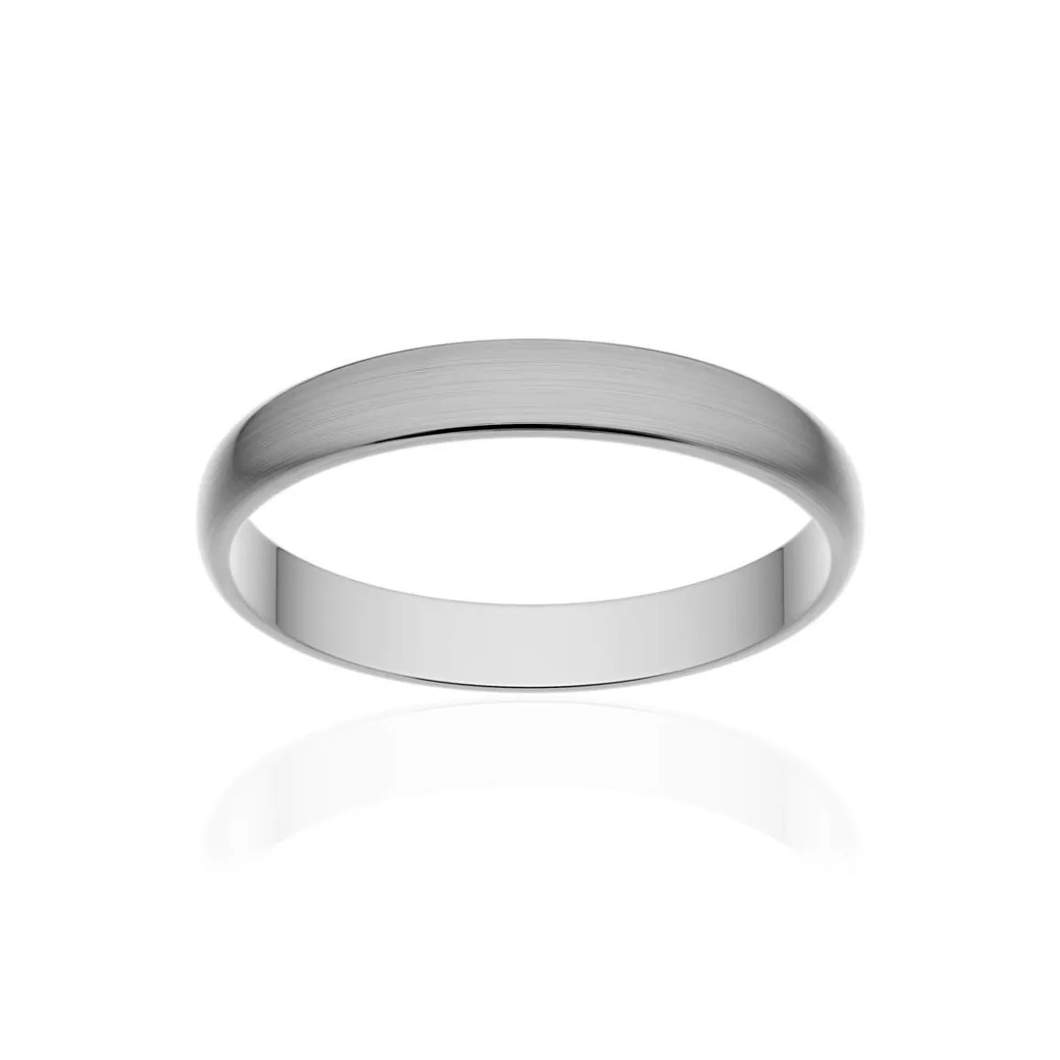 Alliance classique demi jonc or 750 blanc brossé 3 mm
