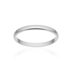 Alliance classique demi jonc or 375 blanc poli 2 mm