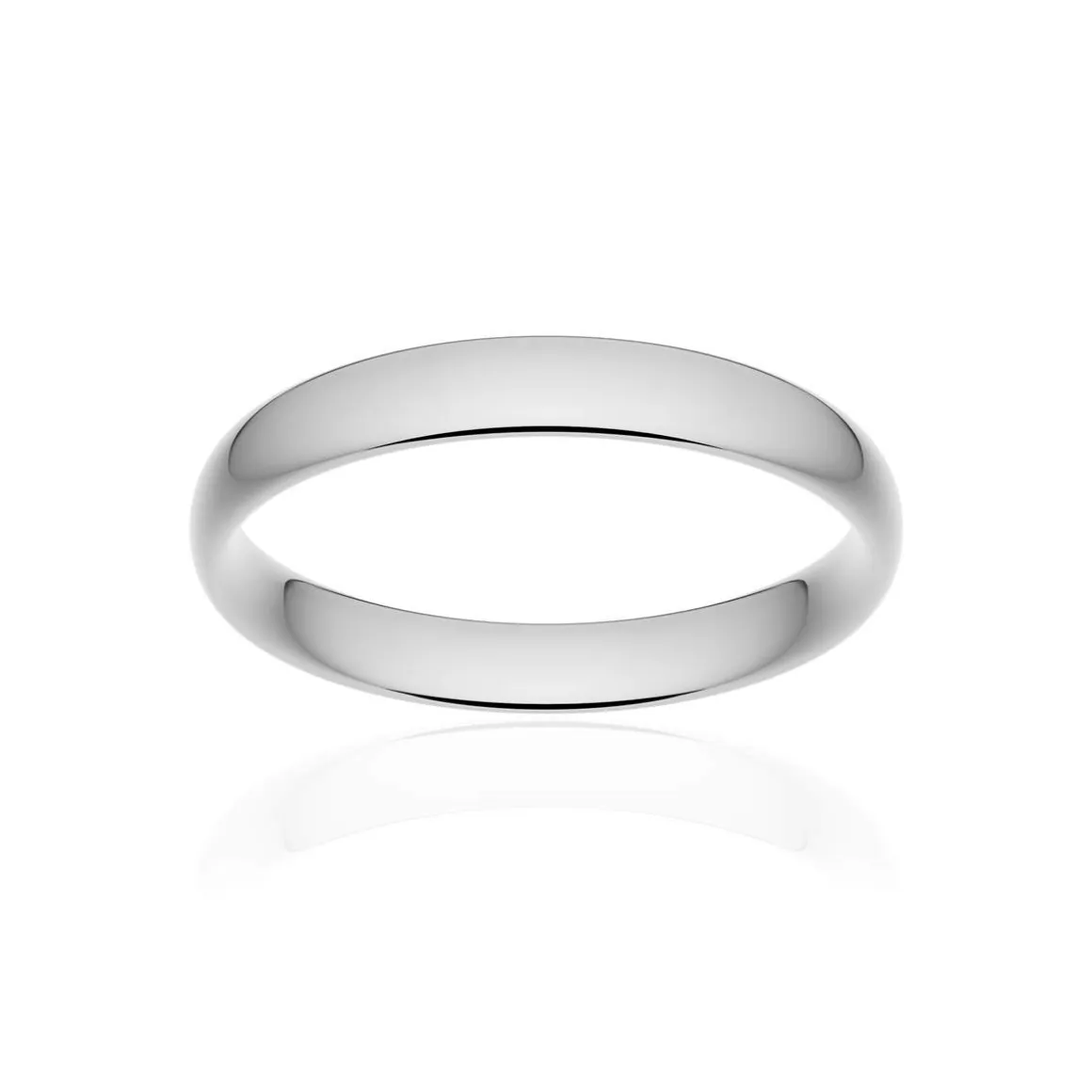 Alliance classique demi jonc confort platine 950 poli 3,5 mm