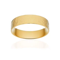 Alliance classique ruban plat confort or 750 jaune martelé 5 mm