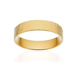 Alliance classique ruban plat confort or 750 jaune martelé 4,5 mm