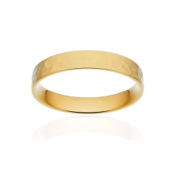 Alliance classique ruban plat confort or 750 jaune martelé 3,5 mm