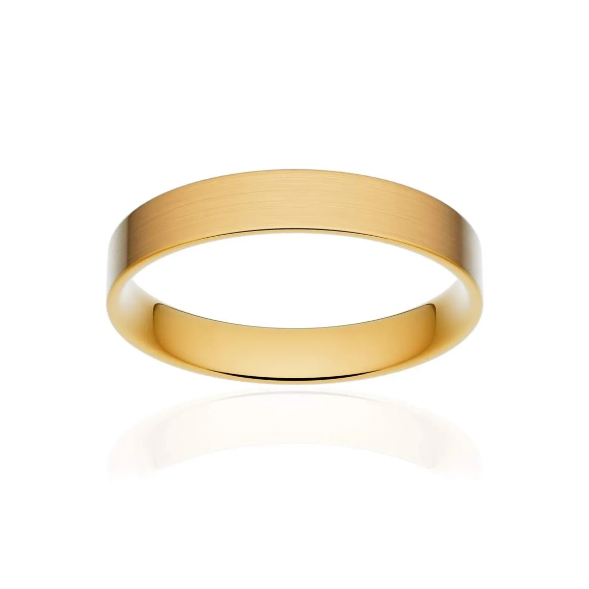 Alliance classique ruban plat confort or 750 jaune brossé 3,5 mm