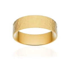 Alliance classique ruban plat confort or 375 jaune martelé 6 mm