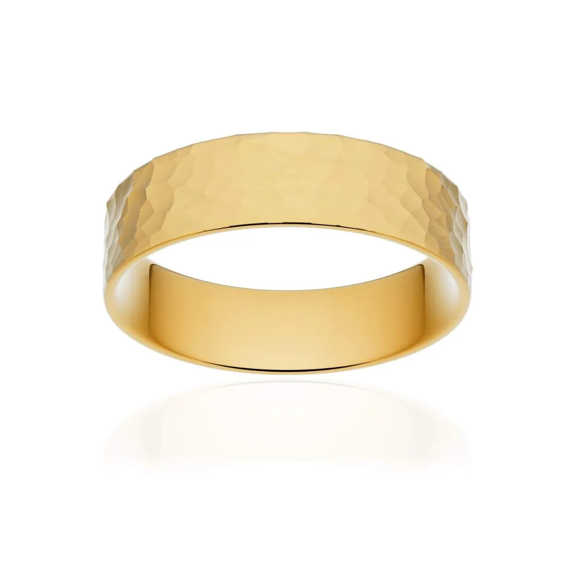 Alliance classique ruban plat confort or 375 jaune martelé 5,5 mm
