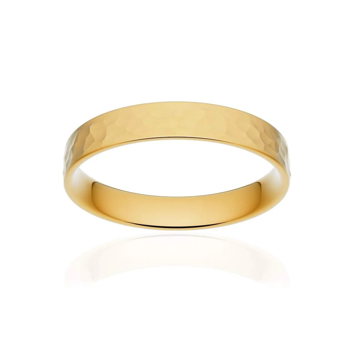 Alliance classique ruban plat confort or 375 jaune martelé 3,5 mm