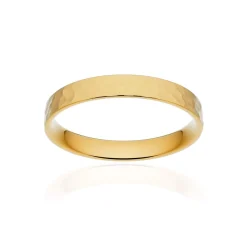 Alliance classique ruban plat confort or 375 jaune martelé 3 mm