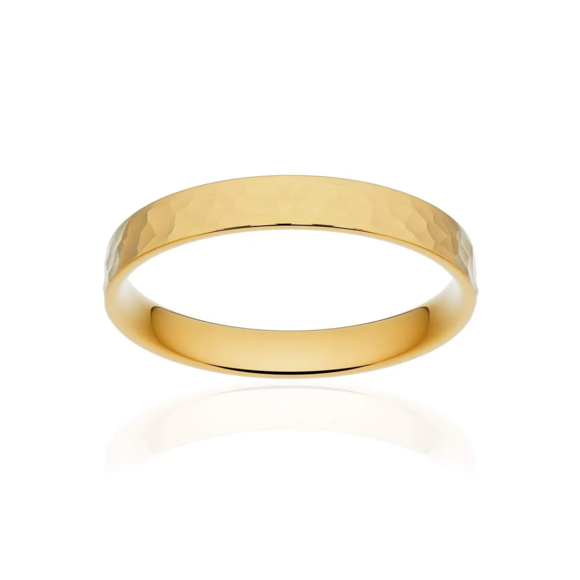 Alliance classique ruban plat confort or 375 jaune martelé 3 mm
