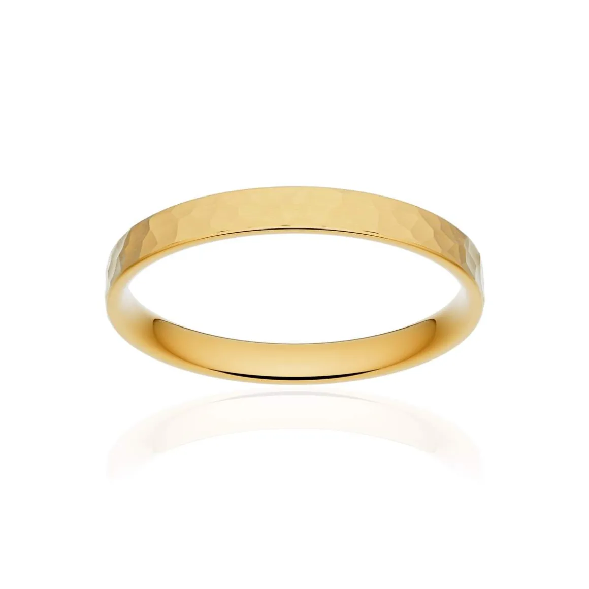 Alliance classique ruban plat confort or 375 jaune martelé 2,5 mm