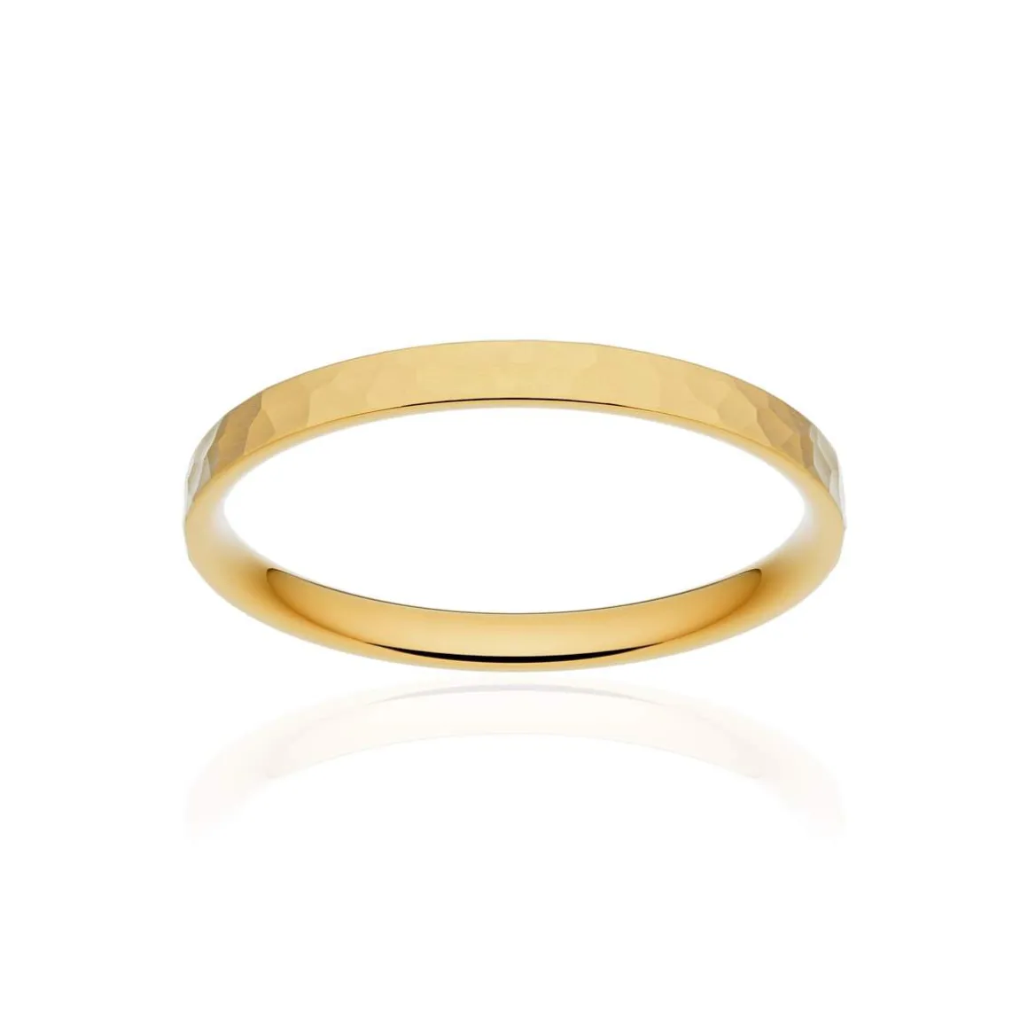 Alliance classique ruban plat confort or 375 jaune martelé 2 mm