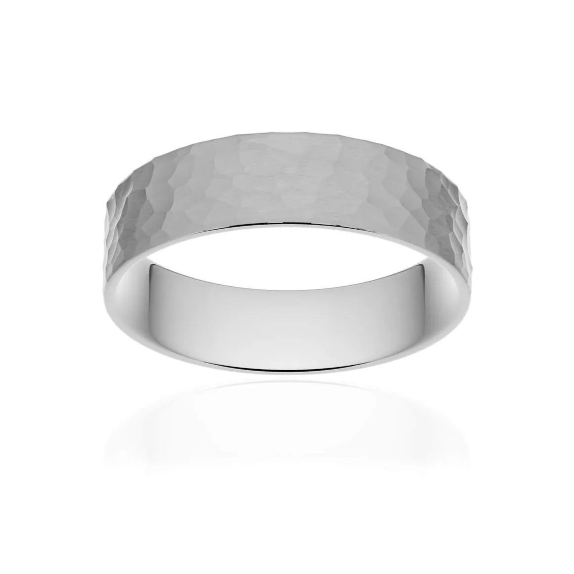 Alliance classique ruban plat confort or 375 blanc martelé 5,5 mm