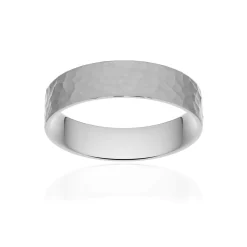 Alliance classique ruban plat confort or 375 blanc martelé 5 mm