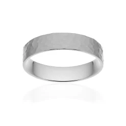Alliance classique ruban plat confort or 375 blanc martelé 4,5 mm