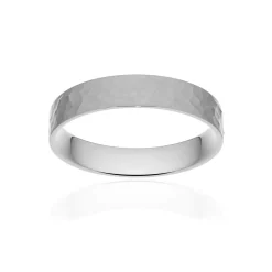 Alliance classique ruban plat confort or 375 blanc martelé 4 mm