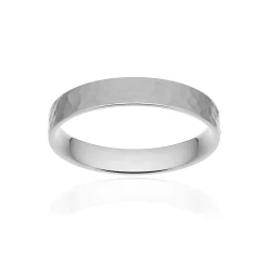 Alliance classique ruban plat confort or 750 blanc martelé 3,5 mm