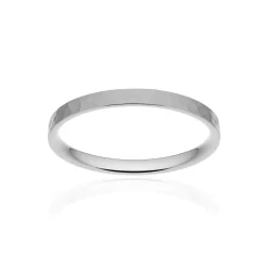 Alliance classique ruban plat confort or 750 blanc martelé 2 mm