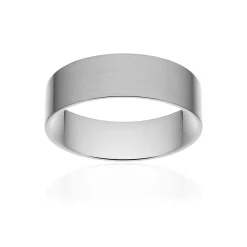 Alliance classique ruban plat confort or 750 blanc brossé 6 mm