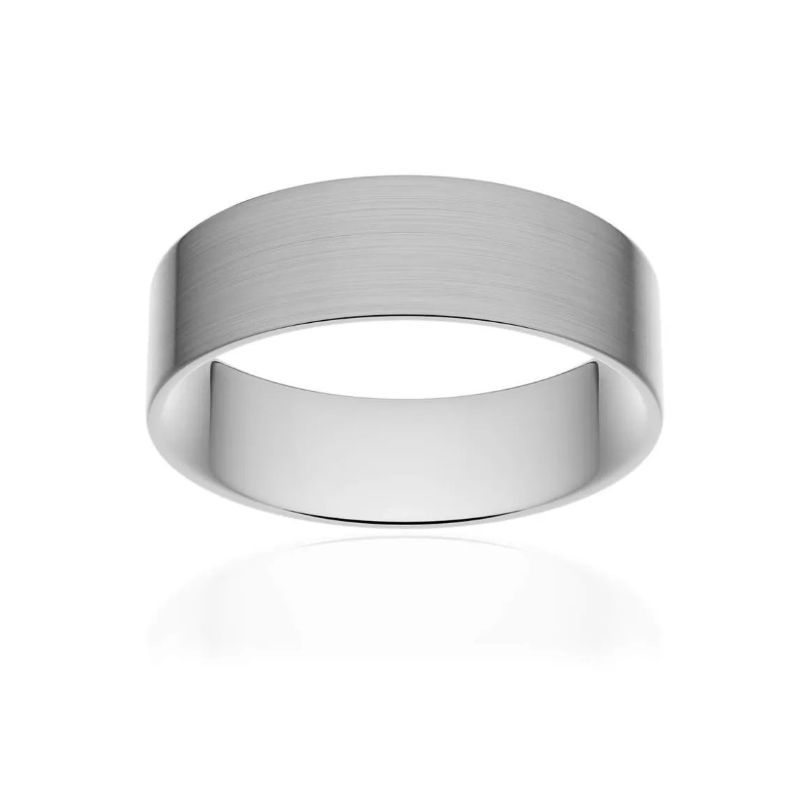 Alliance classique ruban plat confort or 750 blanc brossé 6 mm