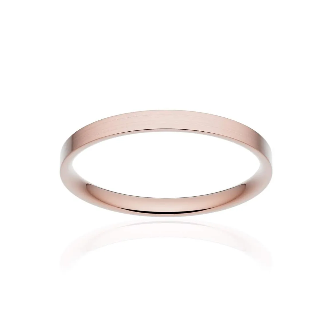 Alliance classique ruban plat confort or 750 rose brossé 2 mm