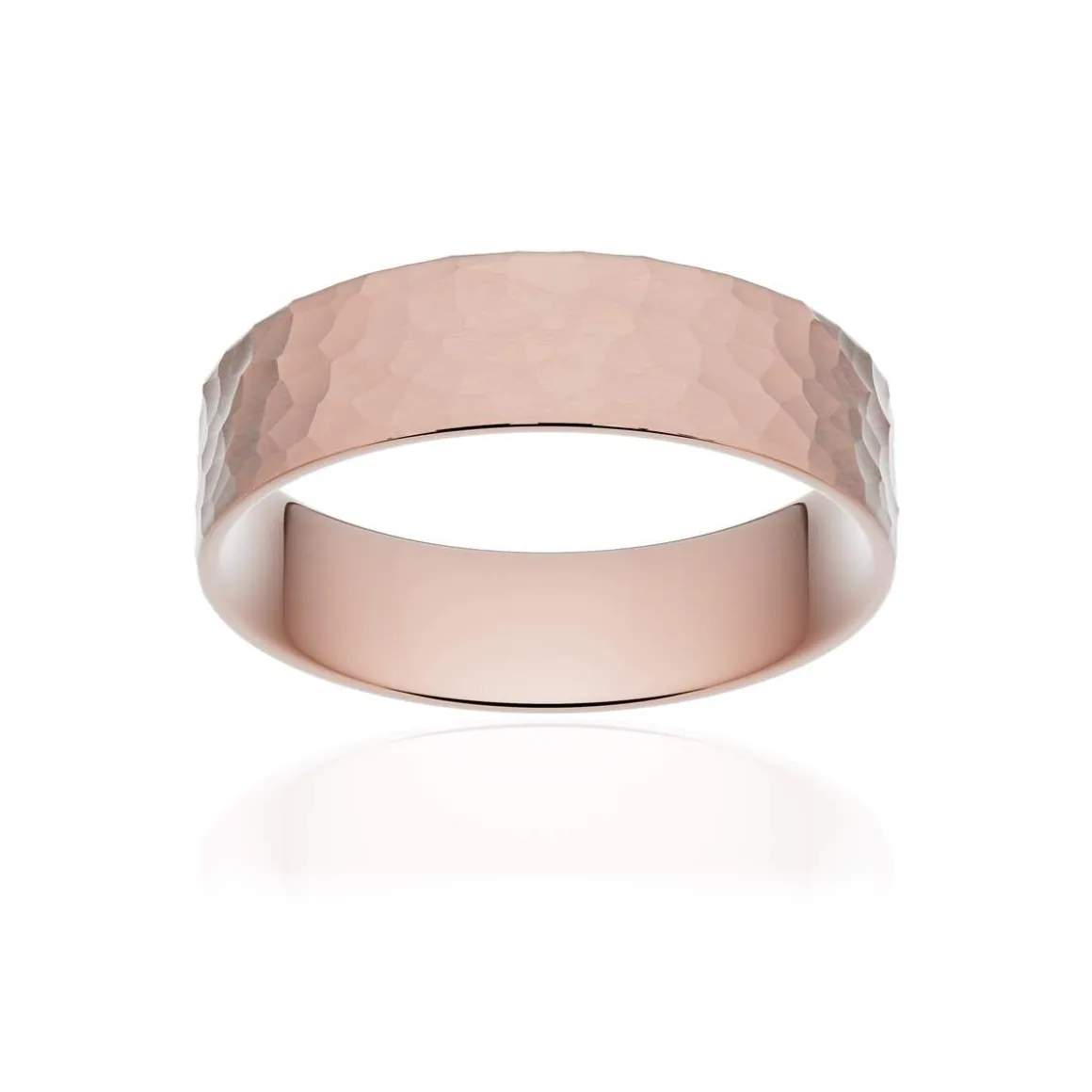 Alliance classique ruban plat confort or 750 rose martelé 5,5 mm