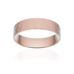 Alliance classique ruban plat confort or 750 rose martelé 5 mm
