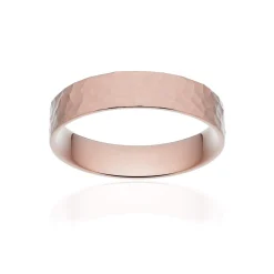 Alliance classique ruban plat confort or 750 rose martelé 4,5 mm