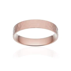 Alliance classique ruban plat confort or 750 rose martelé 4 mm