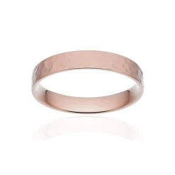 Alliance classique ruban plat confort or 750 rose martelé 3,5 mm