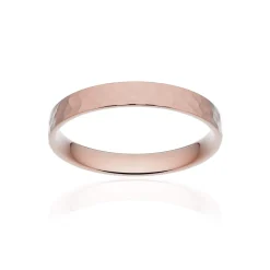 Alliance classique ruban plat confort or 750 rose martelé 3 mm