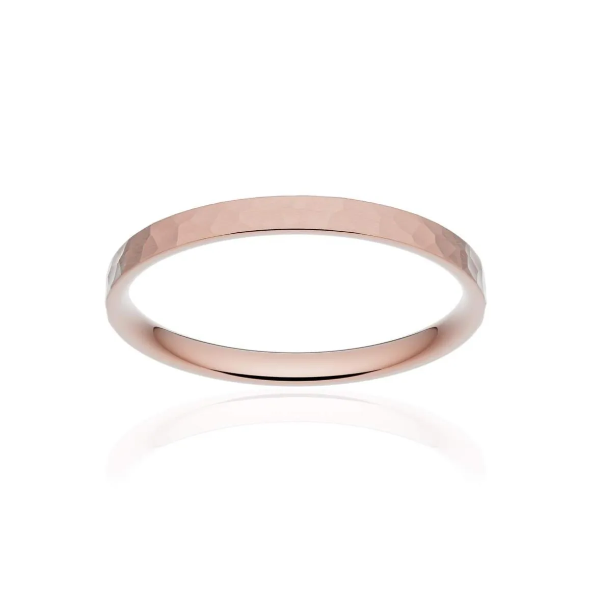 Alliance classique ruban plat confort or 750 rose martelé 2 mm