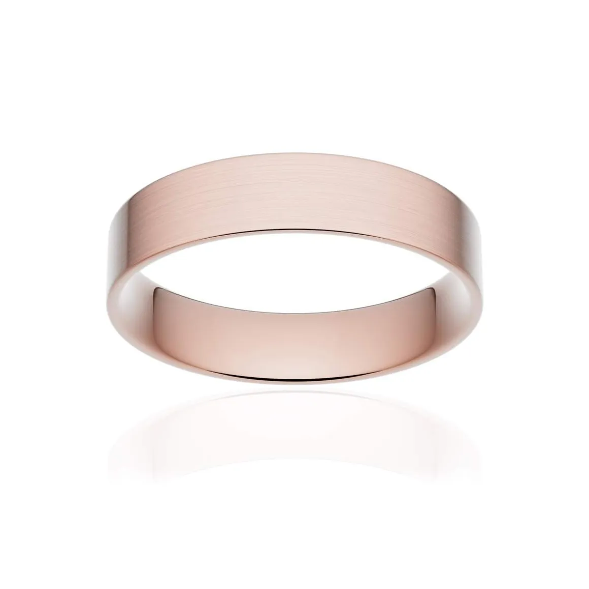Alliance classique ruban plat confort or 750 rose brossé 4,5 mm