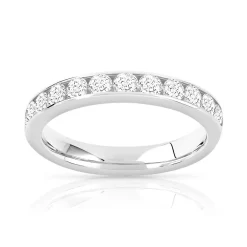 Alliance demi-tour or 750 blanc diamants synthétiques 0.75 ct.