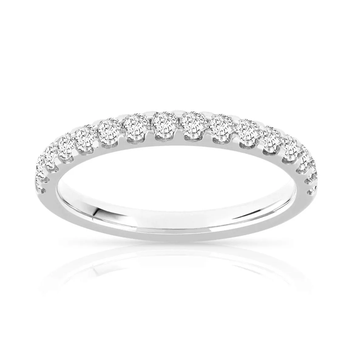 Alliance demi-tour or 750 blanc diamants synthétiques 0.50 ct.