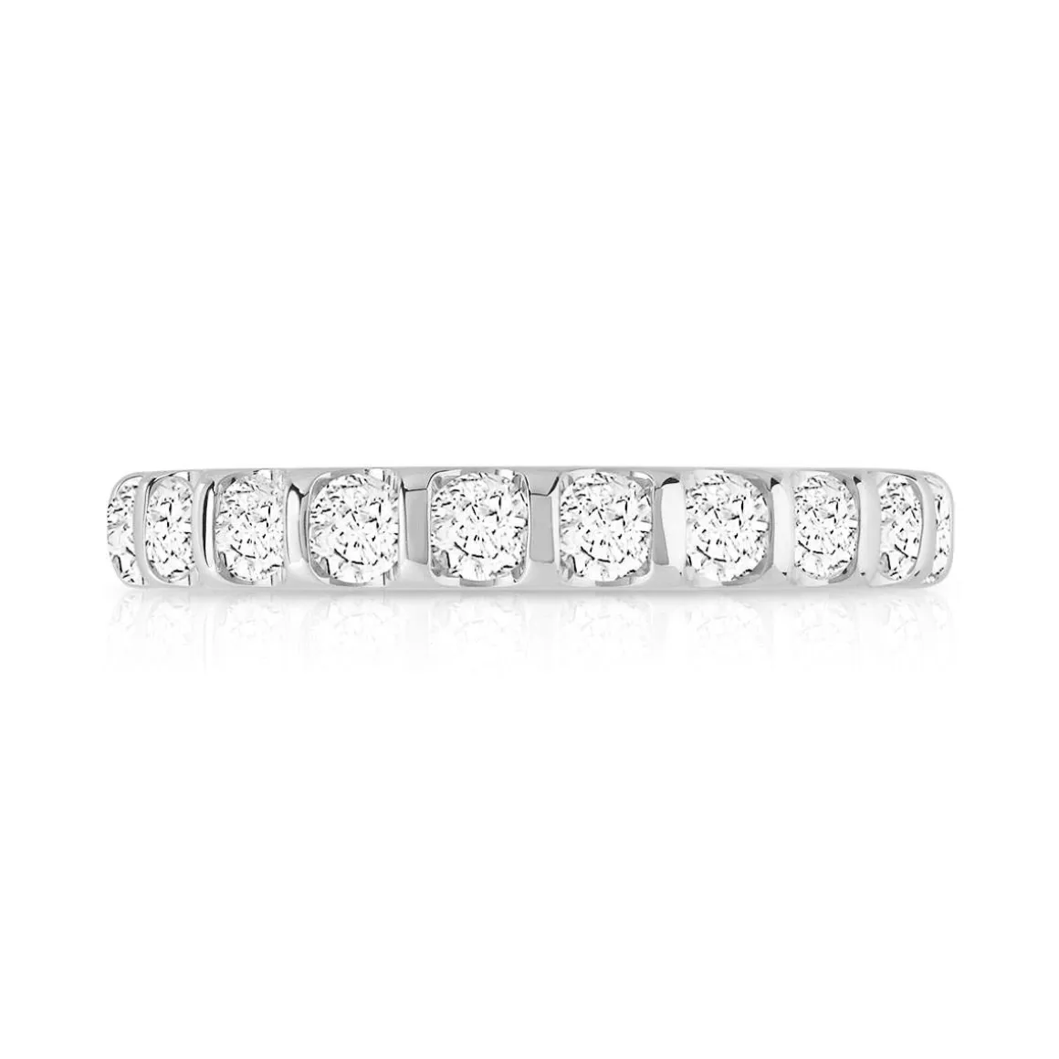 Alliance demi-tour or 750 blanc diamants synthétiques 0.75 ct.