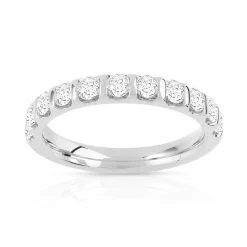 Alliance demi-tour or 750 blanc diamants synthétiques 0.75 ct.