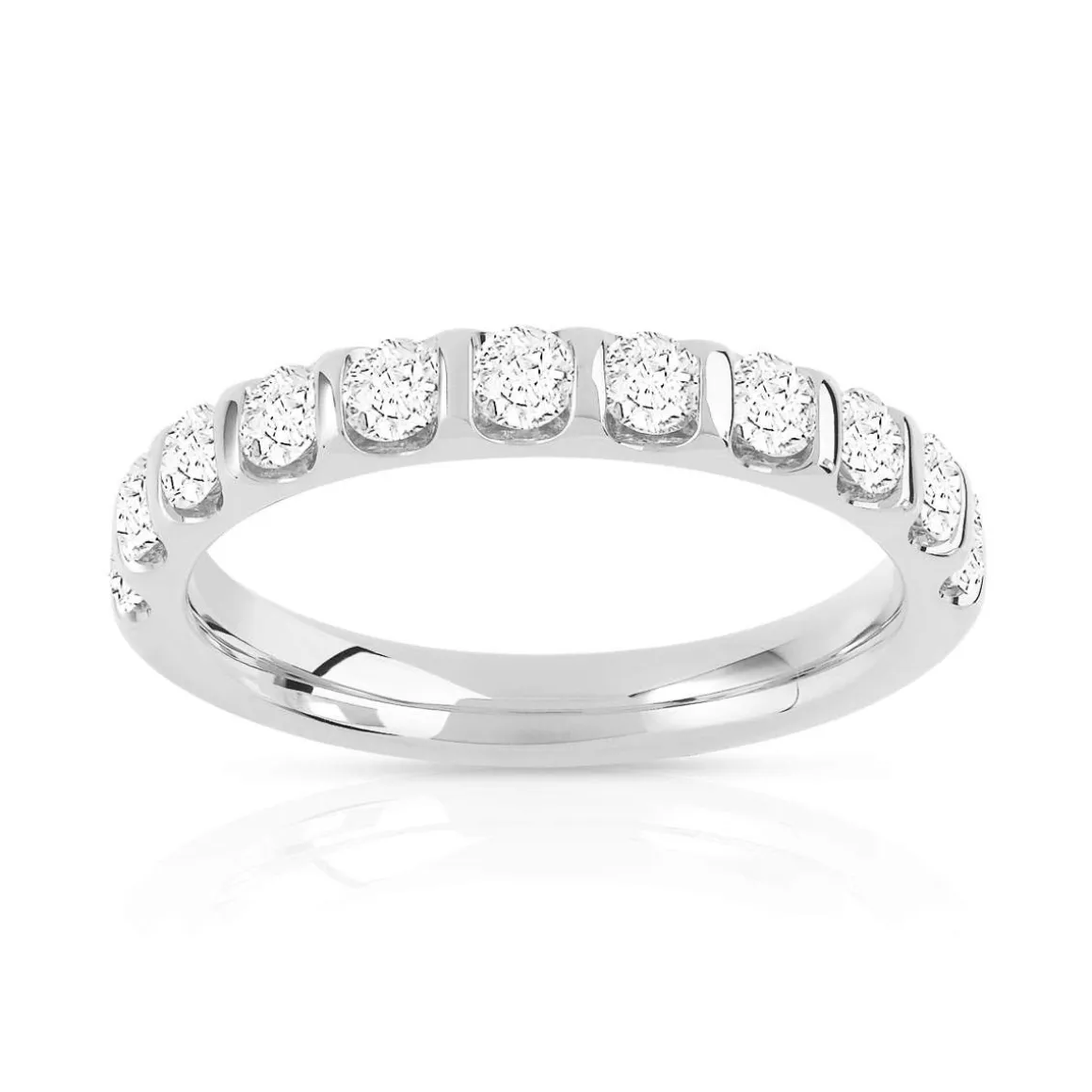 Alliance demi-tour or 750 blanc diamants synthétiques 0.75 ct.