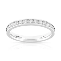 Alliance demi-tour or 750 blanc diamants synthétiques 0.50 ct.
