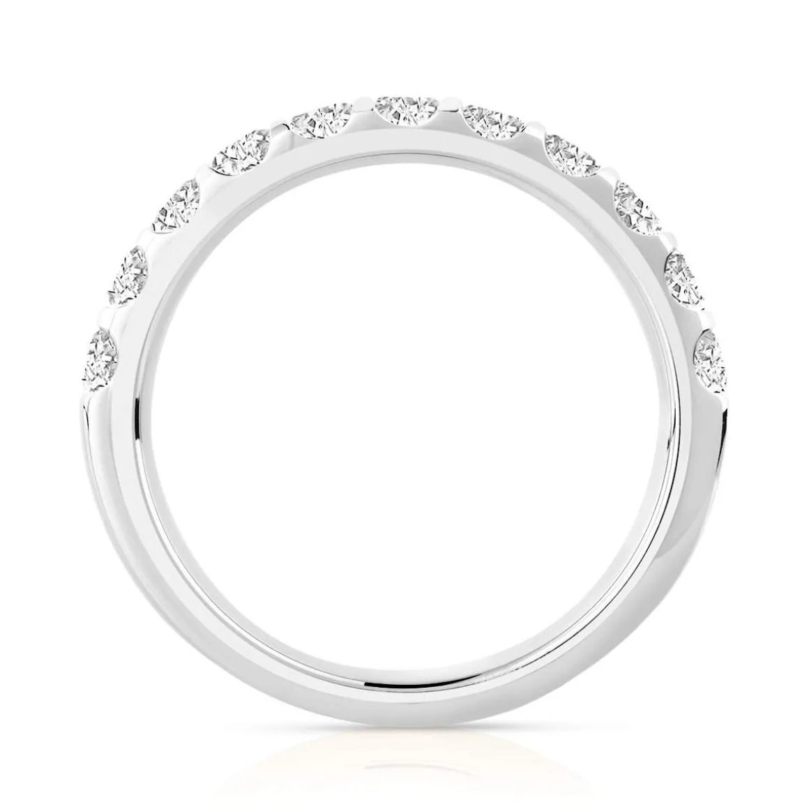 Alliance demi-tour or 750 blanc diamants synthétiques 1 ct.