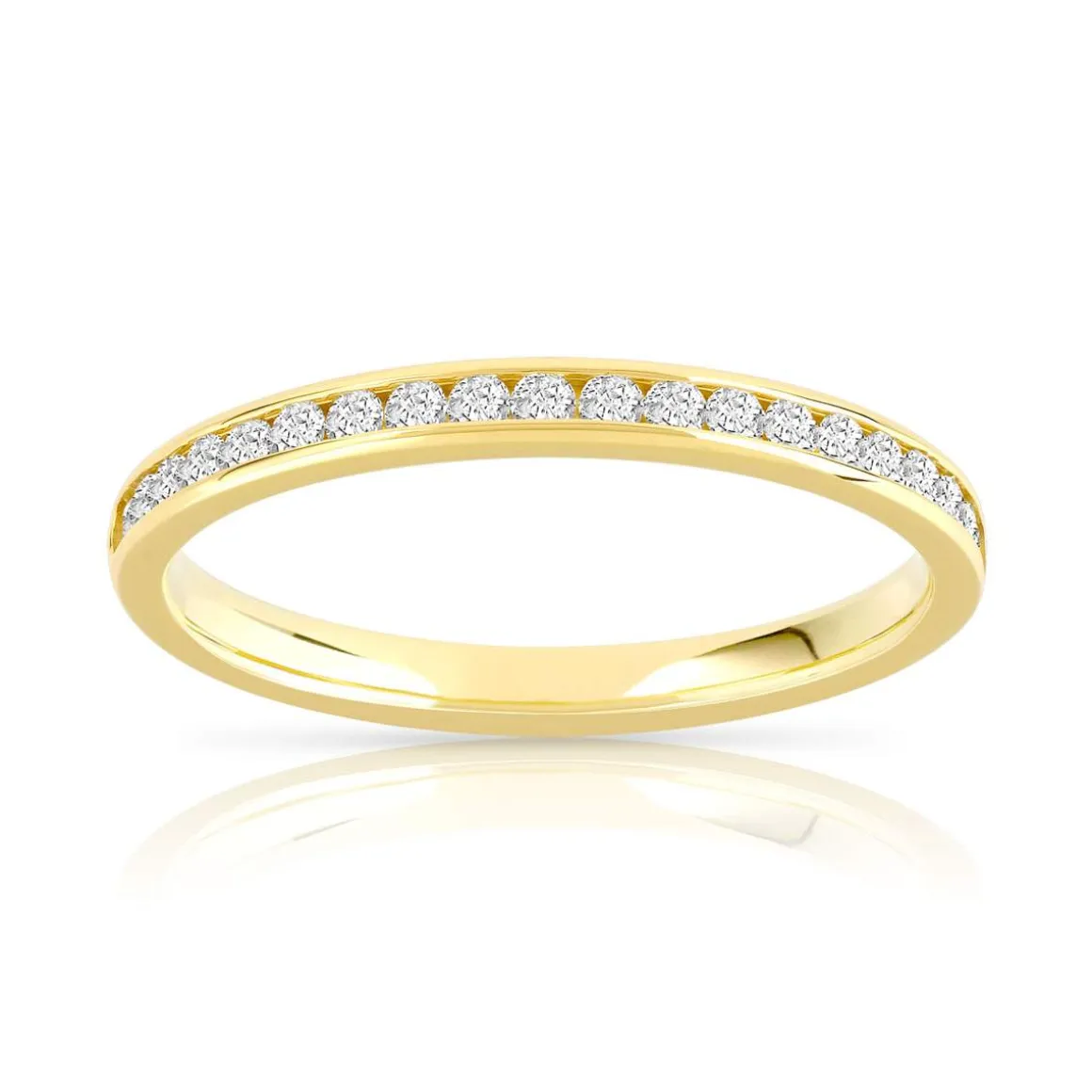 Alliance demi-tour or 750 jaune diamants synthétiques 0.25 ct.