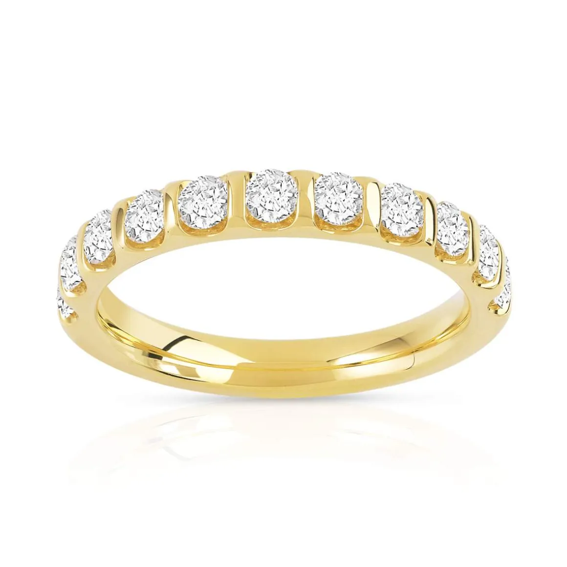 Alliance demi-tour or 750 jaune diamants synthétiques 0.75 ct.